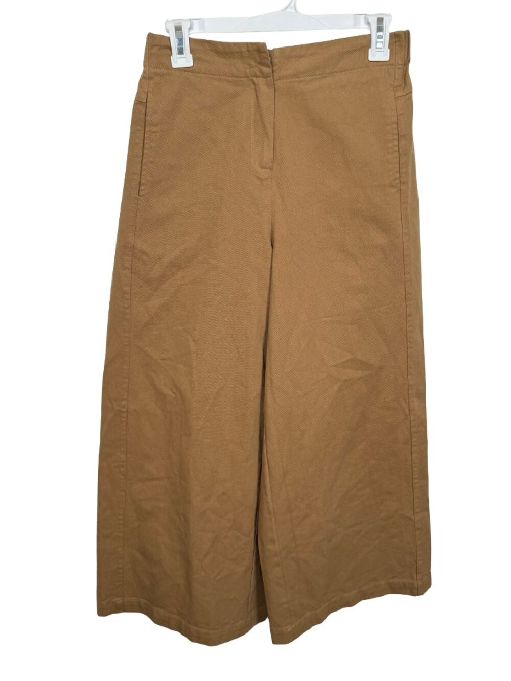 Bucket List Wide Leg Crop Pants Womens Small Khaki Brown Business Casual Elastic